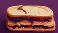 Sweet Homemade Gourmet Peanut Butter and Jelly Sandwich. Generative AI. Royalty Free Stock Photo