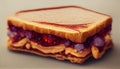 Sweet Homemade Gourmet Peanut Butter and Jelly Sandwich. Generative AI. Royalty Free Stock Photo