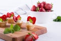 Sweet homemade healthy dessert with cream cheese and strawberries Royalty Free Stock Photo