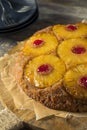 Sweet Homemade Pineapple Upside Down Cake Royalty Free Stock Photo