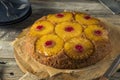 Sweet Homemade Pineapple Upside Down Cake Royalty Free Stock Photo