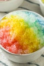 Sweet Homemade Shaved Rainbow Hawaiian Ice