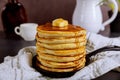 Sweet Homemade Stack of Pancakes with Butter and Syrup for Breakfast Royalty Free Stock Photo