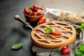Sweet homemade Strawberry Pie, crostata strawberry pie, Food recipe background. Close up Royalty Free Stock Photo