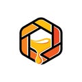 Sweet Honey in Hexagon Honeycomb Hive Logo