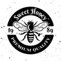 Sweet honey vector emblem, badge, label or logo in monochrome style isolated on white background Royalty Free Stock Photo