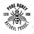 Sweet honey vector emblem, badge, label or logo in monochrome style isolated on white background Royalty Free Stock Photo