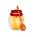 Sweet honey and wooden honey dipper