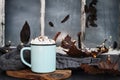 Sweet Hot Cocoa with Marshmallows and Cinnamon Bark Royalty Free Stock Photo