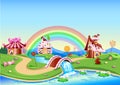 Sweet house in candy land Royalty Free Stock Photo