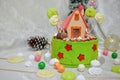 The sweet house of the fairy tale Hansel and Gretel cake