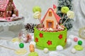 The sweet house of the fairy tale Hansel and Gretel cake