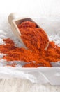 Sweet hungarian chili powder on paper