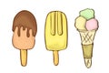 Sweet ice cream dessert vector icon cartoon handdrawnn illustration.