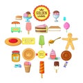 Sweet icons set, cartoon style