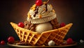 A Sweet Indulgence Homemade Ice Cream Sundae ,generative AI Royalty Free Stock Photo