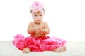 Sweet infant wearing a pink tutu