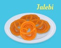 Sweet Jalebi in plate. Indian famous sweet mouth watering cuisine.