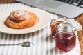 Sweet jam and crispy bun