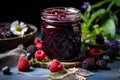 Sweet Jar wild berry jam. Generate Ai