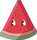 Sweet Juicy Fresh Fruit. 90s Fruit Funny Retro Groovy Cartoon Hippie Character. Comic Character of Watermelon on Royalty Free Stock Photo