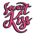 Sweet kiss - hand-written text, typography, calligraphy, lettering, t-shirt slogan, print.