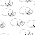 Sweet kitten seamless vector monochrome pattern Royalty Free Stock Photo