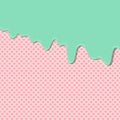 Sweet lemon mint cream flavor ice cream texture layer melted on strawberry wafer texture background pattern wallpaper.