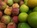 Red Yellow Apple and Green Yellow Sweet lime mosambi Royalty Free Stock Photo