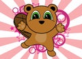 Sweet little beaver baby cartoon jumping background