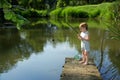 Sweet Little Boy Fishing Royalty Free Stock Photo