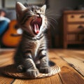 Sweet little cute kitten takes a moment to yawn Royalty Free Stock Photo