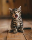 Sweet little cute kitten takes a moment to yawn Royalty Free Stock Photo