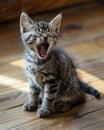 Sweet little cute kitten takes a moment to yawn Royalty Free Stock Photo