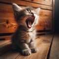 Sweet little cute kitten takes a moment to yawn Royalty Free Stock Photo