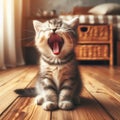 Sweet little cute kitten takes a moment to yawn Royalty Free Stock Photo