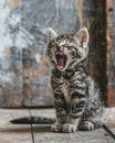 Sweet little cute kitten takes a moment to yawn Royalty Free Stock Photo