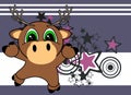 Sweet little deer baby cartoon jumping background