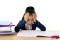 Sweet little girl bored under stress with a tired face expression Royalty Free Stock Photo