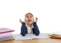 Sweet little girl bored under stress with a tired face expression Royalty Free Stock Photo