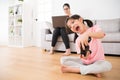 Sweet little girl children happy holding joystick Royalty Free Stock Photo