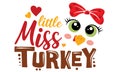 Sweet little miss Turkey vector illustration for girl.