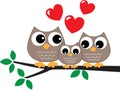 A sweet little owl family Royalty Free Stock Photo