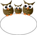 A sweet little owl family holding a sign Royalty Free Stock Photo