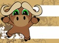 Sweet little oxen baby cartoon jumping background