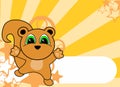 Sweet little squirrel baby cartoon jumping background