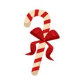 Sweet lollipop, caramel, in decorative ribbon. Christmas candy, birthday present.