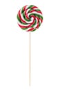 Sweet lollipop with green and red stripes