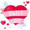 Sweet love. Valentine day card. Vector flat wedding concept.