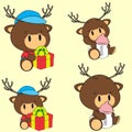 Sweet lovely baby deer cartoon diaper set in vector format
